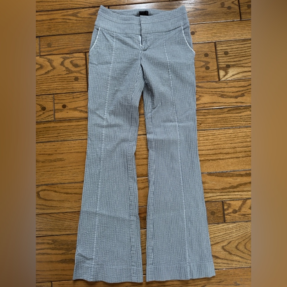 bebe Black & White Seersucker Flare Pants